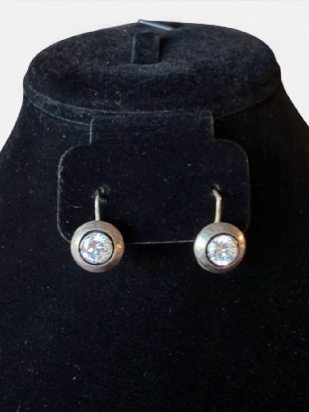Classic Round Crystal Drop Earrings in Silver-Tone